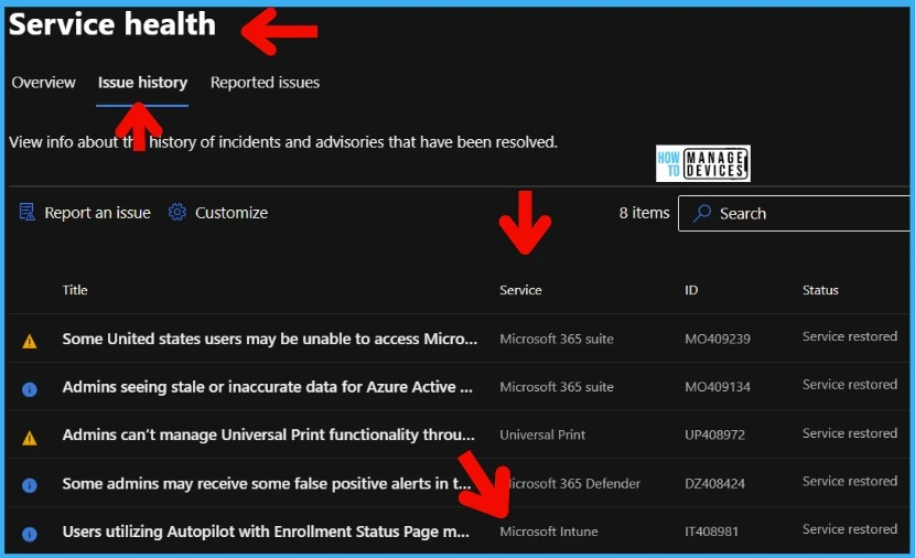 Get Email Alerts for Intune Outages Microsoft 365 Services Advisory Status Change 3