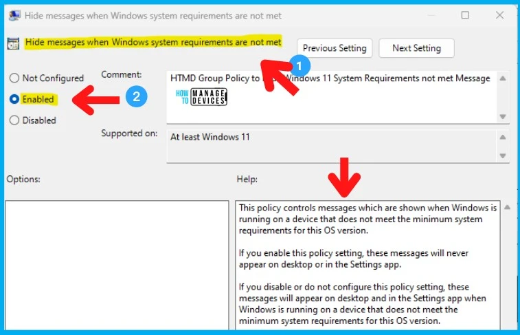 Group Policy to Hide Windows 11 System Requirements not met Watermark 4