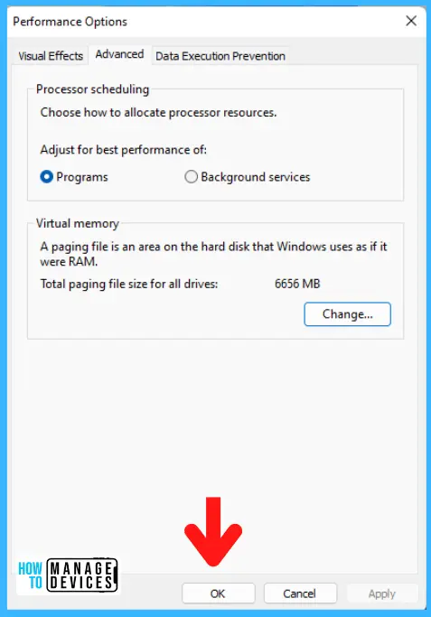 Increase Virtual Memory - Performance Option
