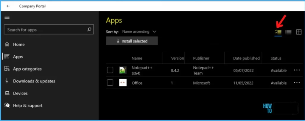 Switch multi select mode - Bulk Install Windows Apps in Intune Company Portal 1