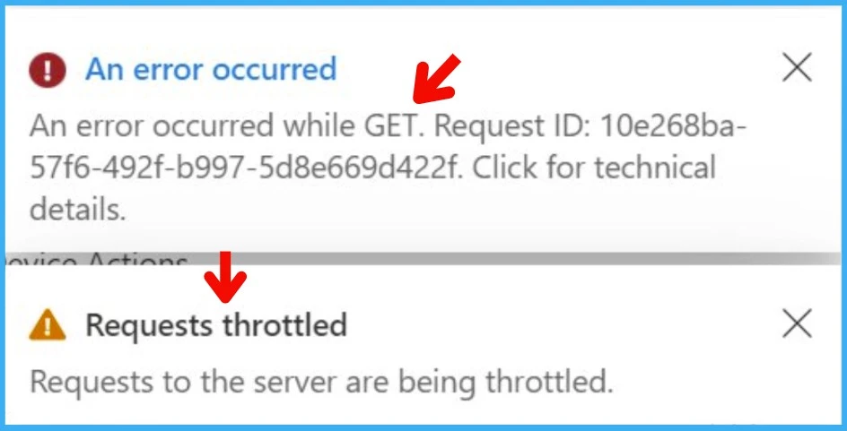 Intune Requests to Server are being Throttled Error 1