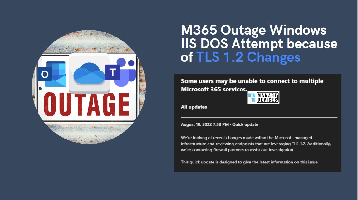 Outlook Teams OneDrive Outage Windows IIS DOS Attempt because of TLS 1.2 Changes Main