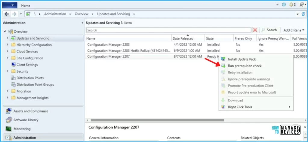 Run Prerequisite Check - SCCM 2207 Upgrade Step by Step Guide | New Features 3