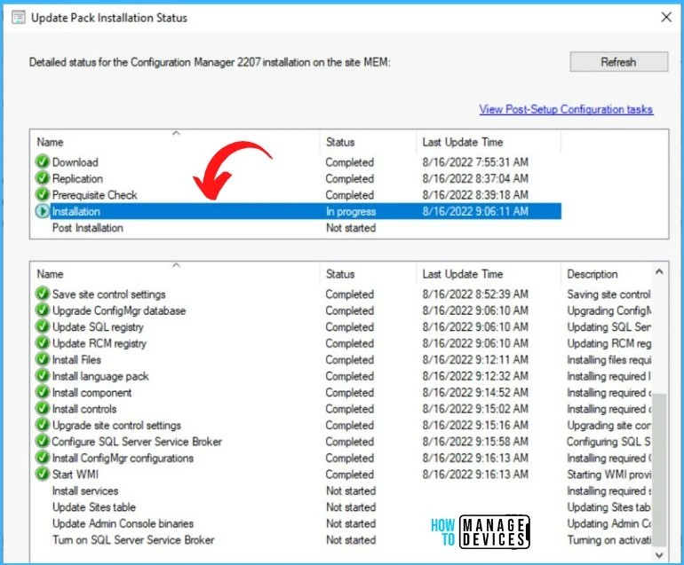 Installation Status - SCCM 2207 Upgrade Step by Step Guide | New Features 13