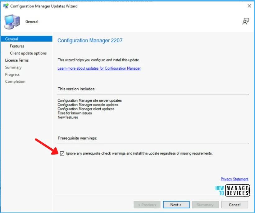 Prerequsites Warnings - SCCM 2207 Upgrade Step by Step Guide | New Features 7