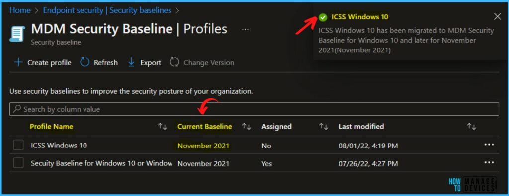 Current Baseline - Update Intune Security Baselines Version In MEM Admin Portal 7