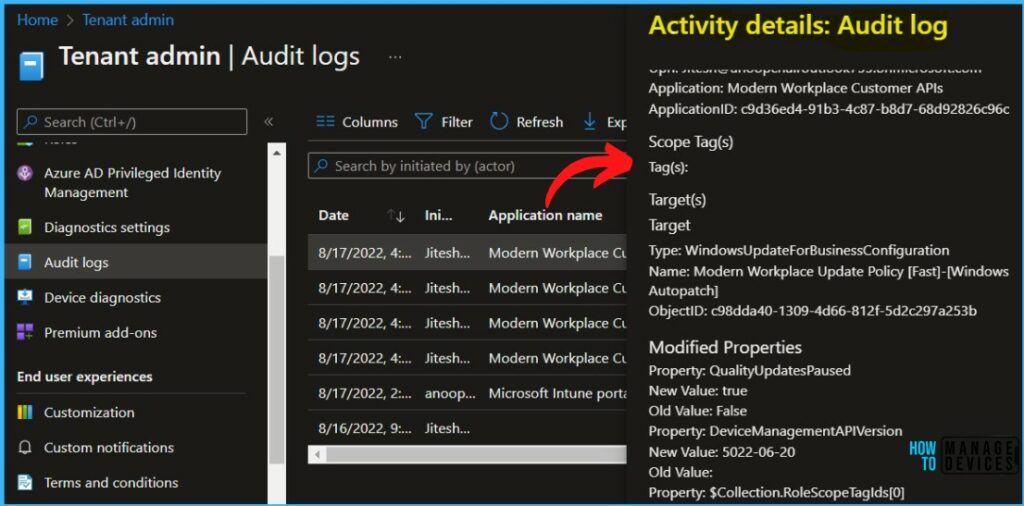 Release Management - Windows Autopatch Audit Logs | How to Track Change Details 4