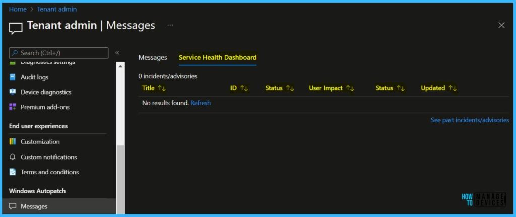 Service Health Dashboard - Windows Autopatch Service Health Status In MEM Admin Center 5