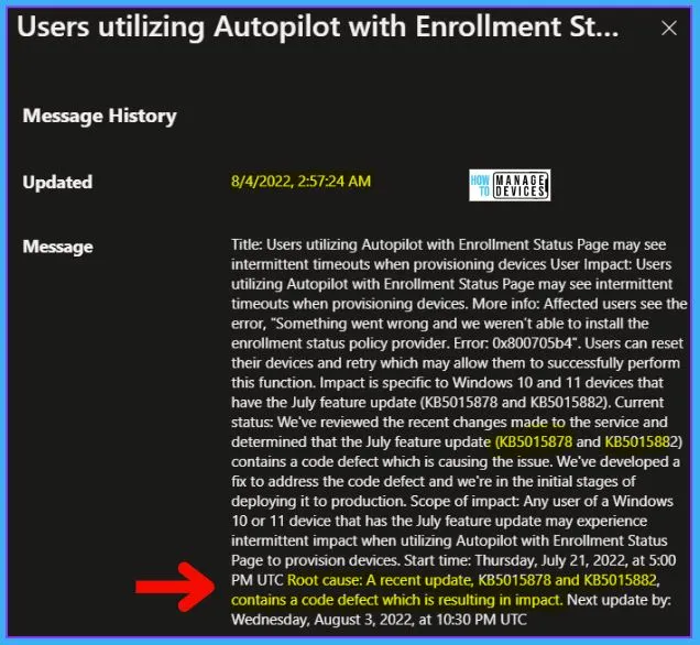 Windows Autopilot with ESP Timeout Error 0x800705b4 Issue Intune Incident IT408981 2