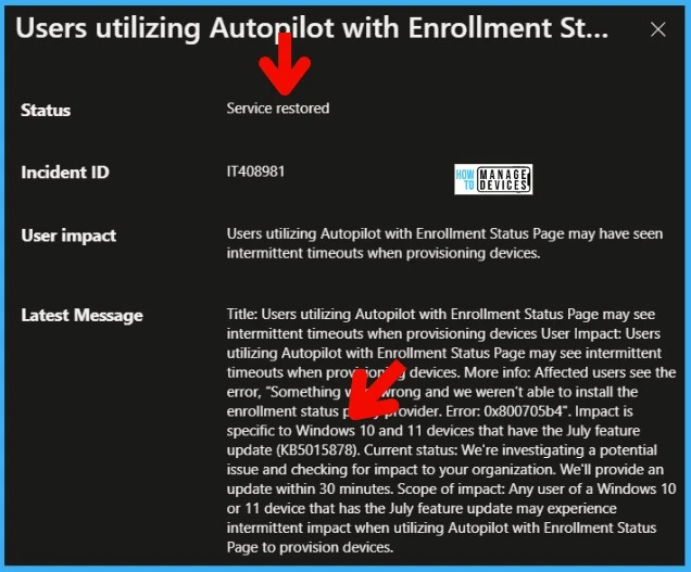 Windows Autopilot with ESP Timeout Error 0x800705b4 Issue Intune Incident IT408981 4