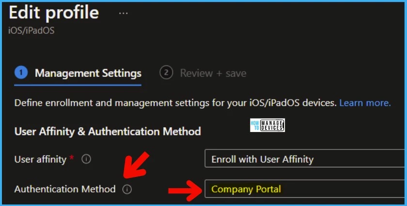 iOS iPadOS ADE enrollment Profile Authentication method Company Portal Removal from Intune 2