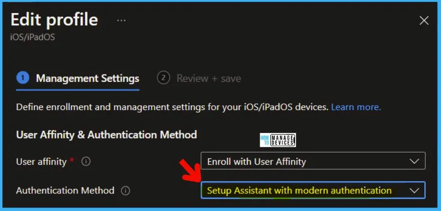 iOS iPadOS ADE enrollment Profile Authentication method Company Portal Removal from Intune 4