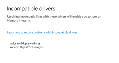 Resolve Incompatible Driver Warnings - Memory Integrity