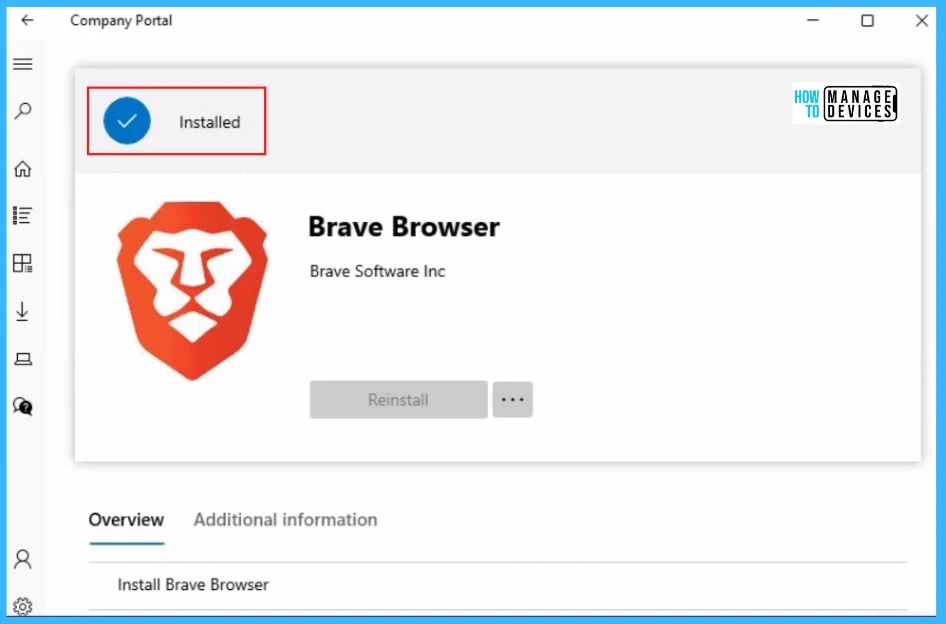 Deploy Brave Browser Using Intune - Application Installed