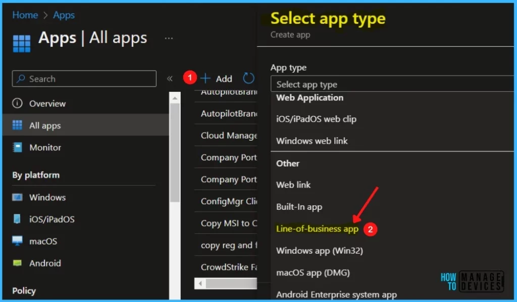 Select app type - Deploy Slack using Intune MSI Application Deployment Guide 2