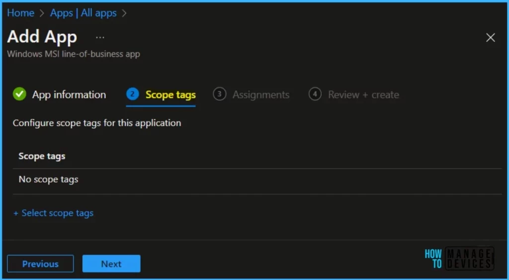 Scope tags - Deploy Slack using Intune MSI Application Deployment Guide 5