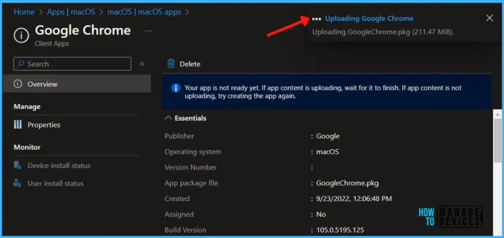 App Uploading Status - Deploy macOS LOB Apps using Intune MEM 9