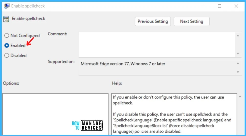 Enable Spellcheck in Microsoft Edge using Group Policy 2