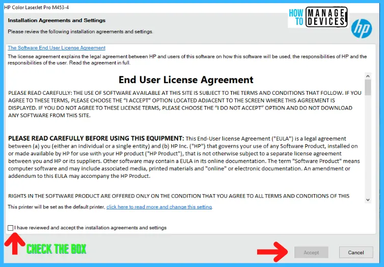 Install local printer in Windows - Installation Agreements and Settings fig.6