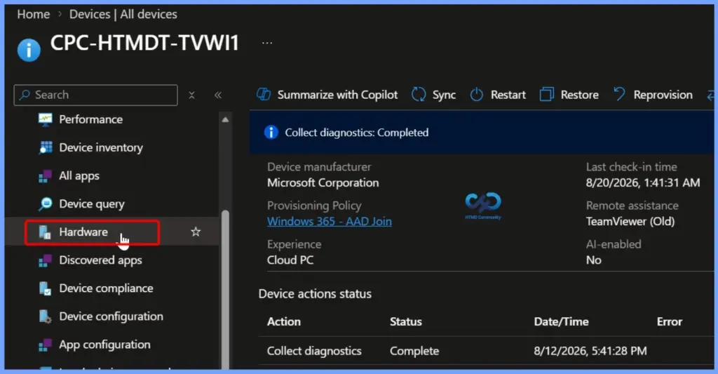 Get Device Hardware Details from Intune Admin Center 4 Get Device Hardware Details from Intune Admin Center - Fig.3