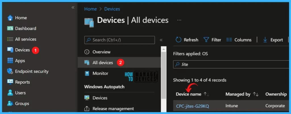 Select Device - Get Intune Managed Apps Details for Device 1