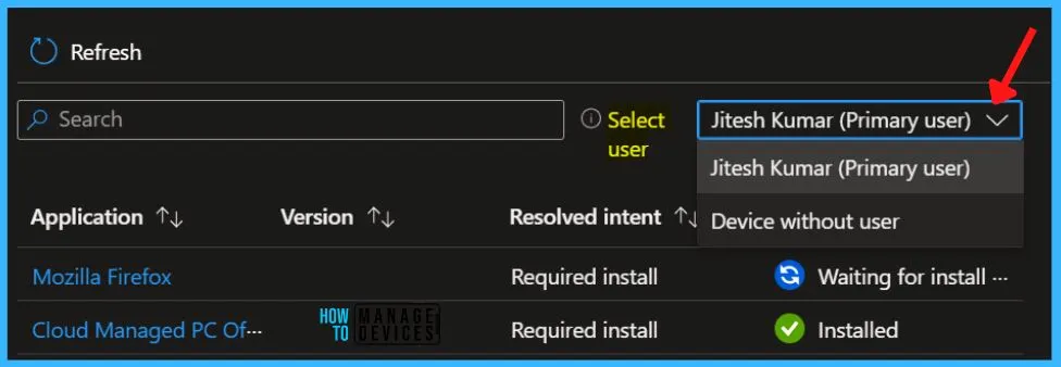 Select User - Get Intune Managed Apps Details for Device 6