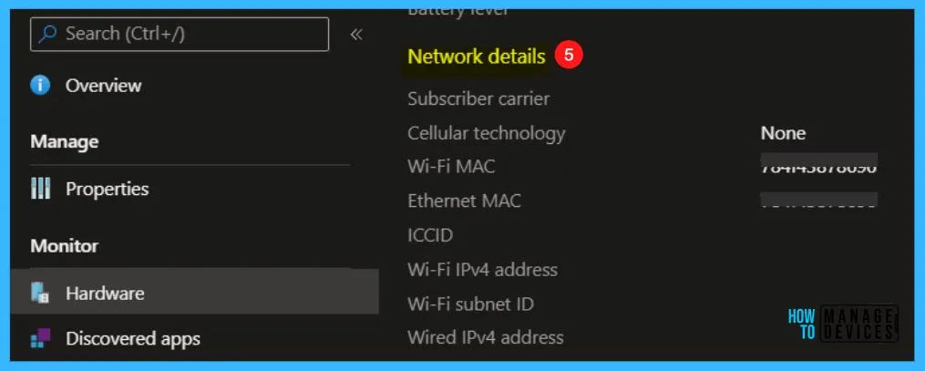 Network details - Get Device Hardware Details from Intune MEM Portal 7