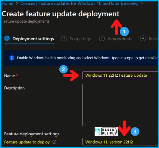 Intune Feature Update Deployment Policy for Windows 11 22H2 Upgrade Fig. 5