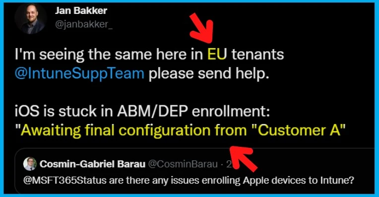 Intune iOS ABM DEP Enrollment Error Awaiting Final Configuration from Customer 1