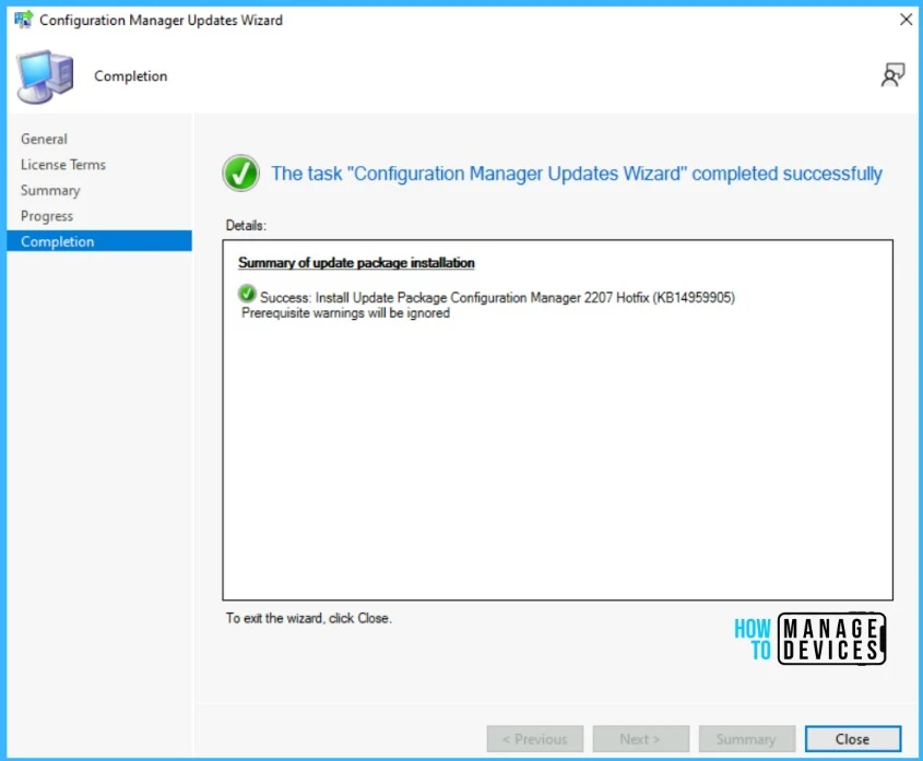 Success - KB14959905 Hotfix Released for SCCM 2207 Early Ring 4