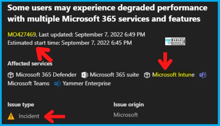 Microsoft 365 Intune Degraded Performance Issue Azure Cosmos DB infrastructure