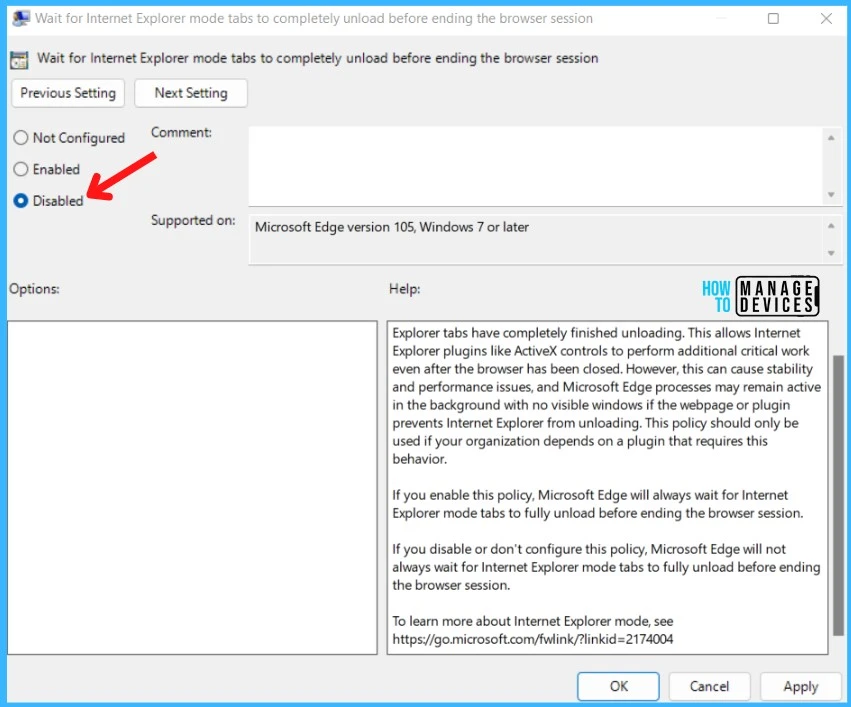 Disable Edge Settings for Unload IE Mode Tabs Before Closing Browser Session 4