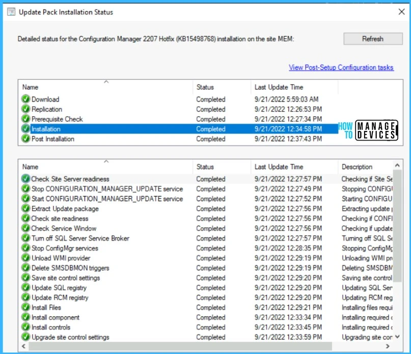 Installation Completed - Verification of Successful Installation of KB15498768 Hotfix