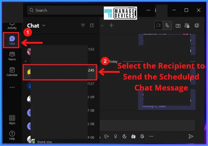 Delay or Schedule a Chat Message in Microsoft Teams on Windows 2