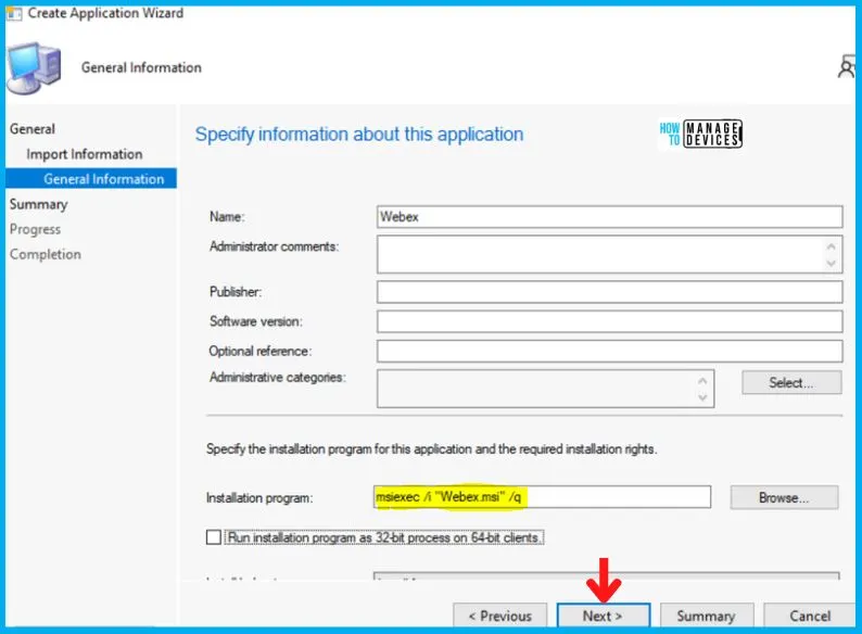 Deployment of WEBEX Using SCCM | Deploy MSI File Fig.4