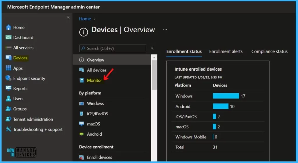 Click on Monitor - Windows Autopilot Deployment Report 1