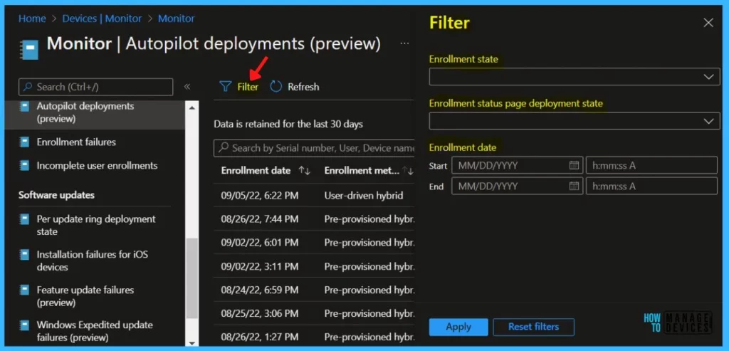 Filters - Windows Autopilot Deployment Report 4