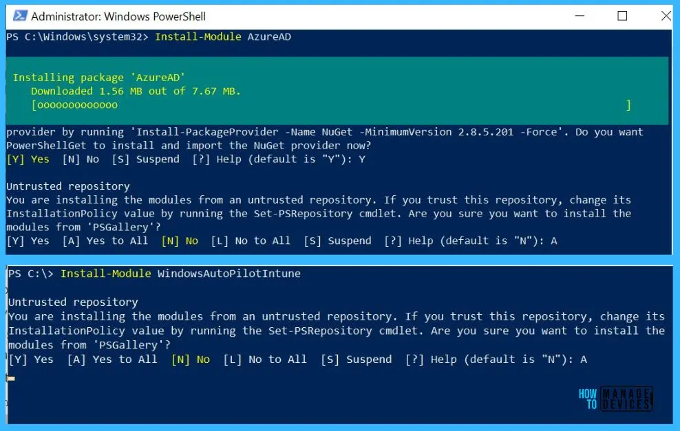 Install Module - Get Windows AutoPilot Device Report using Powershell