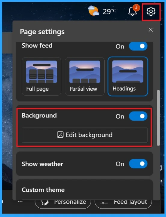 How to Customize Background in Microsoft Edge Browser on Windows | Page Settings Gear Icon | Edge Settings 3