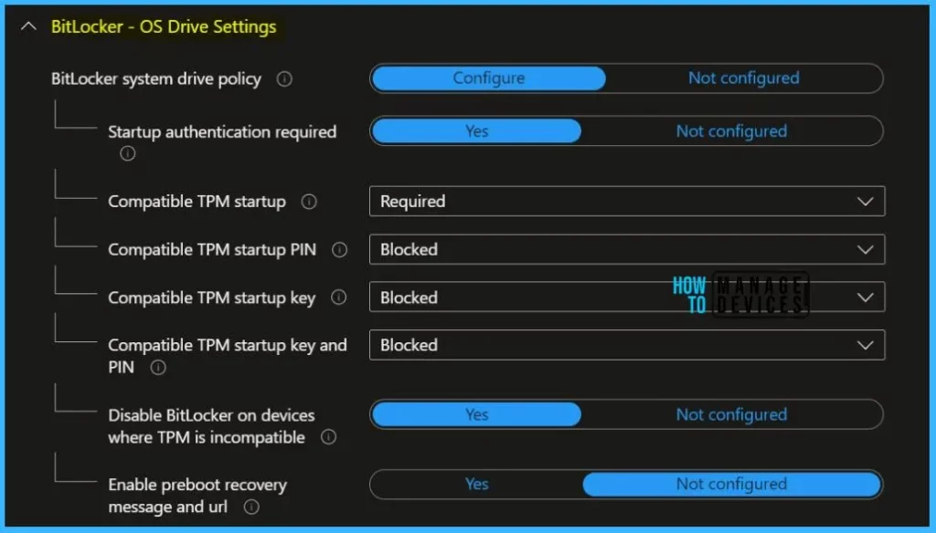 BitLocker OS Drive Settings - Deploy BitLocker using Intune 6