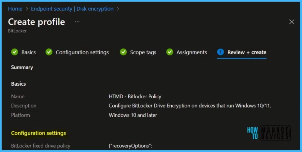 New BitLocker Disk Encryption Policy for Intune Endpoint Security Fig.9