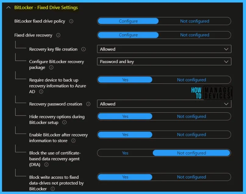 BitLocker Fixed Drive Settings - Deploy BitLocker using Intune 5