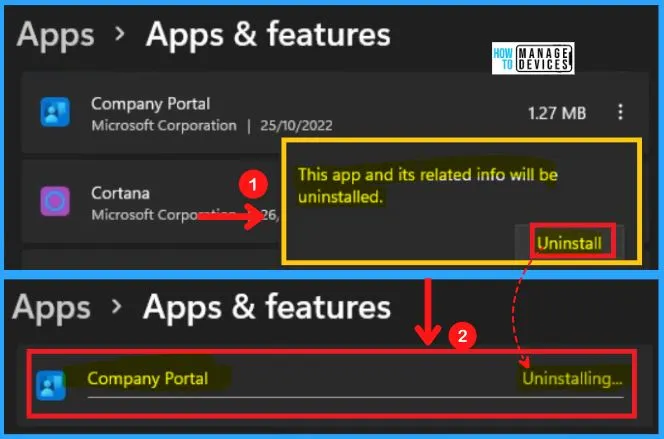 How to Install and Use Microsoft Intune Company Portal App on Windows 11 and Android | Uninstall fig. 16