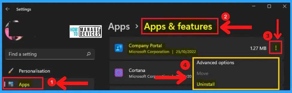 How to Install and Use Microsoft Intune Company Portal App on Windows 11 and Android | Uninstall fig. 15