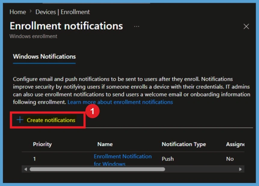 Configure Device Enrollment Notifications in Microsoft Intune 3 Configure Device Enrollment Notifications in Microsoft Intune- Fig.2