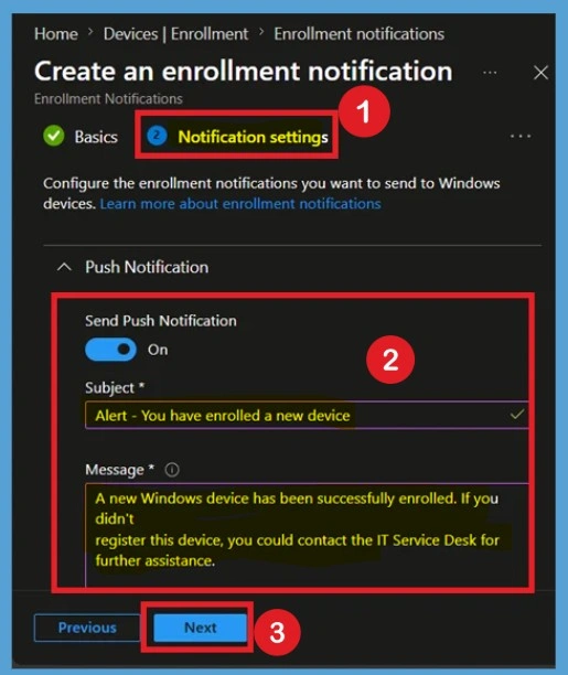 Configure Device Enrollment Notifications in Microsoft Intune 5 Configure Device Enrollment Notifications in Microsoft Intune- Fig.4