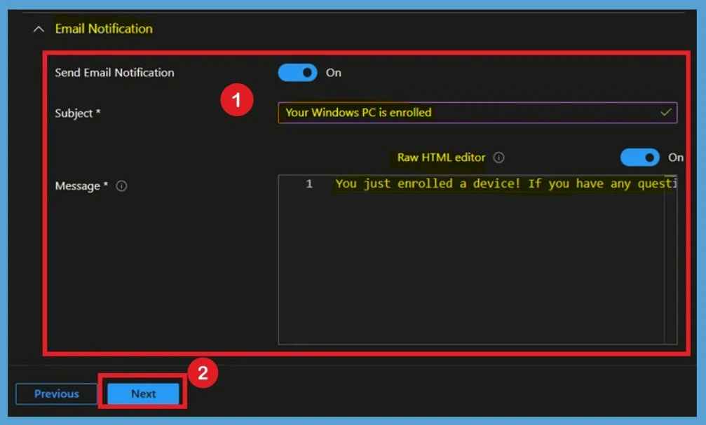 Configure Device Enrollment Notifications in Microsoft Intune 6 Configure Device Enrollment Notifications in Microsoft Intune- Fig.5