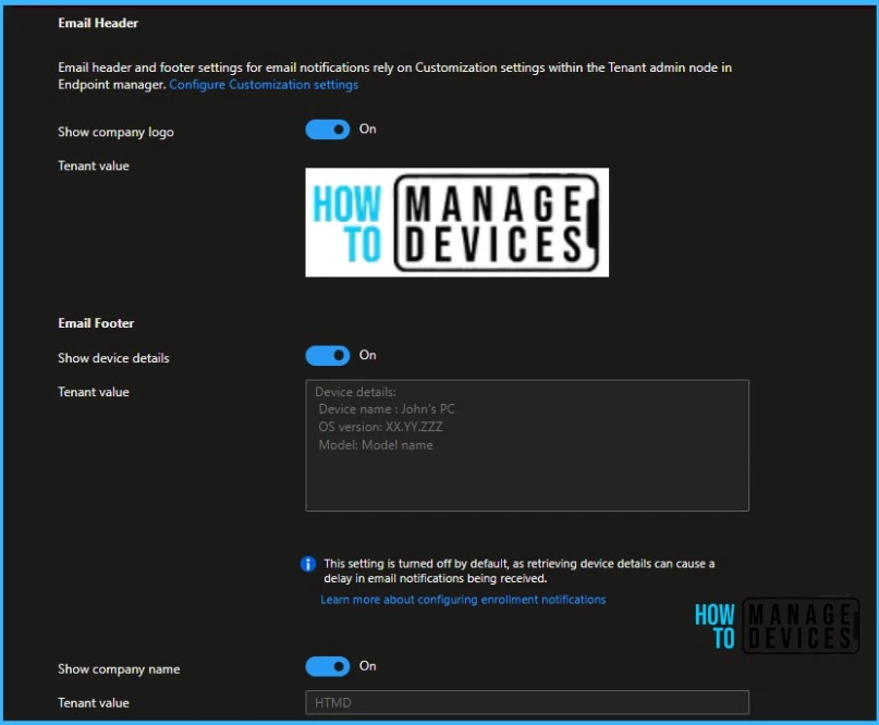 Customize - Configure Device Enrollment Notifications in Intune 6