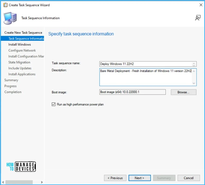 Specify task sequence information - Best Guide to Deploy Windows 11 22H2 using SCCM  