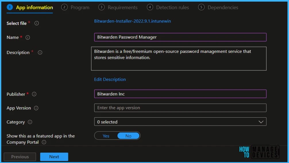 App Information - Deploy Bitwarden Password Manager using Intune 4